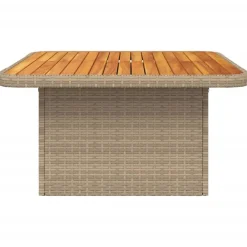 vidaXL Muebles De Jardín-Mesa de jardín ratán sintético madera acacia 80x80x71 cm