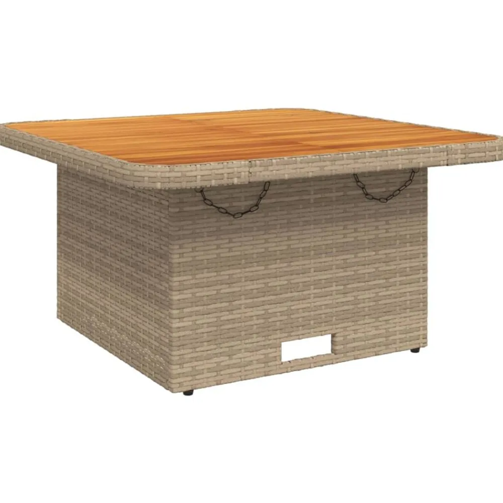 vidaXL Muebles De Jardín-Mesa de jardín ratán sintético madera acacia 80x80x71 cm