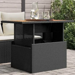 vidaXL Muebles De Jardín-Mesa de jardín ratán PE y madera de acacia 100x55x73 cm