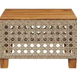 vidaXL Mesa de jardín ratán sintético madera acacia 55x55x36 cm Beige Clearance