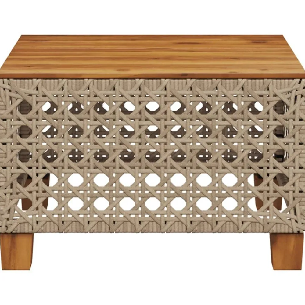 vidaXL Mesa de jardín ratán sintético madera acacia 55x55x36 cm Beige Clearance