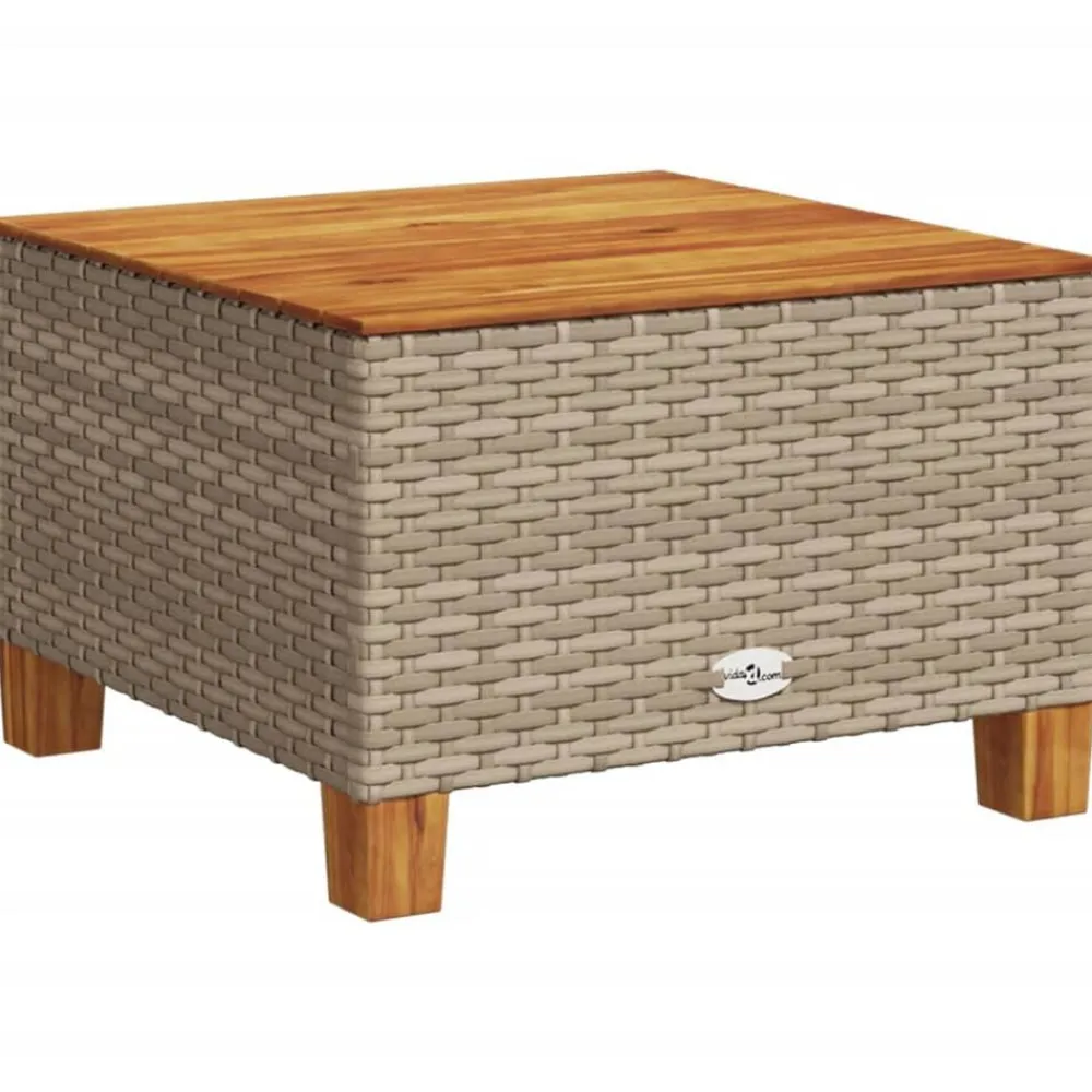 vidaXL Muebles De Jardín-Mesa de jardín ratán sintético madera acacia 55x55x36 cm