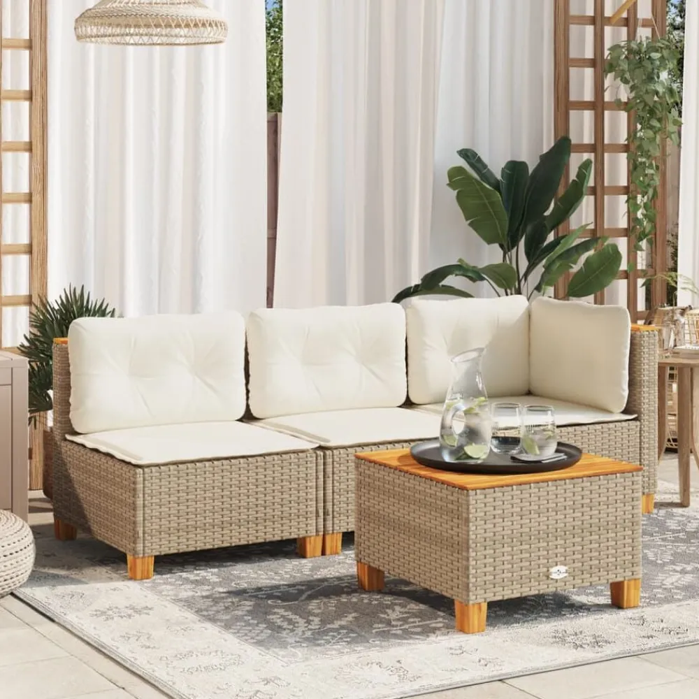 vidaXL Muebles De Jardín-Mesa de jardín ratán sintético madera acacia 55x55x36 cm