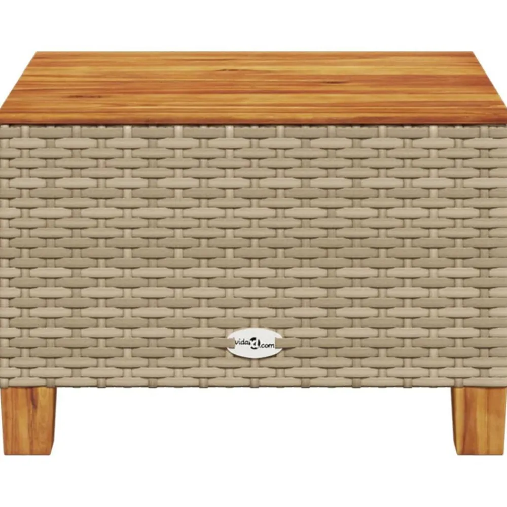 vidaXL Muebles De Jardín-Mesa de jardín ratán sintético madera acacia 55x55x36 cm