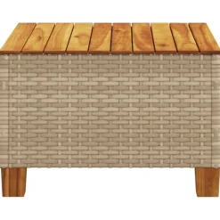 vidaXL Muebles De Jardín-Mesa de jardín ratán sintético madera acacia 55x55x36 cm