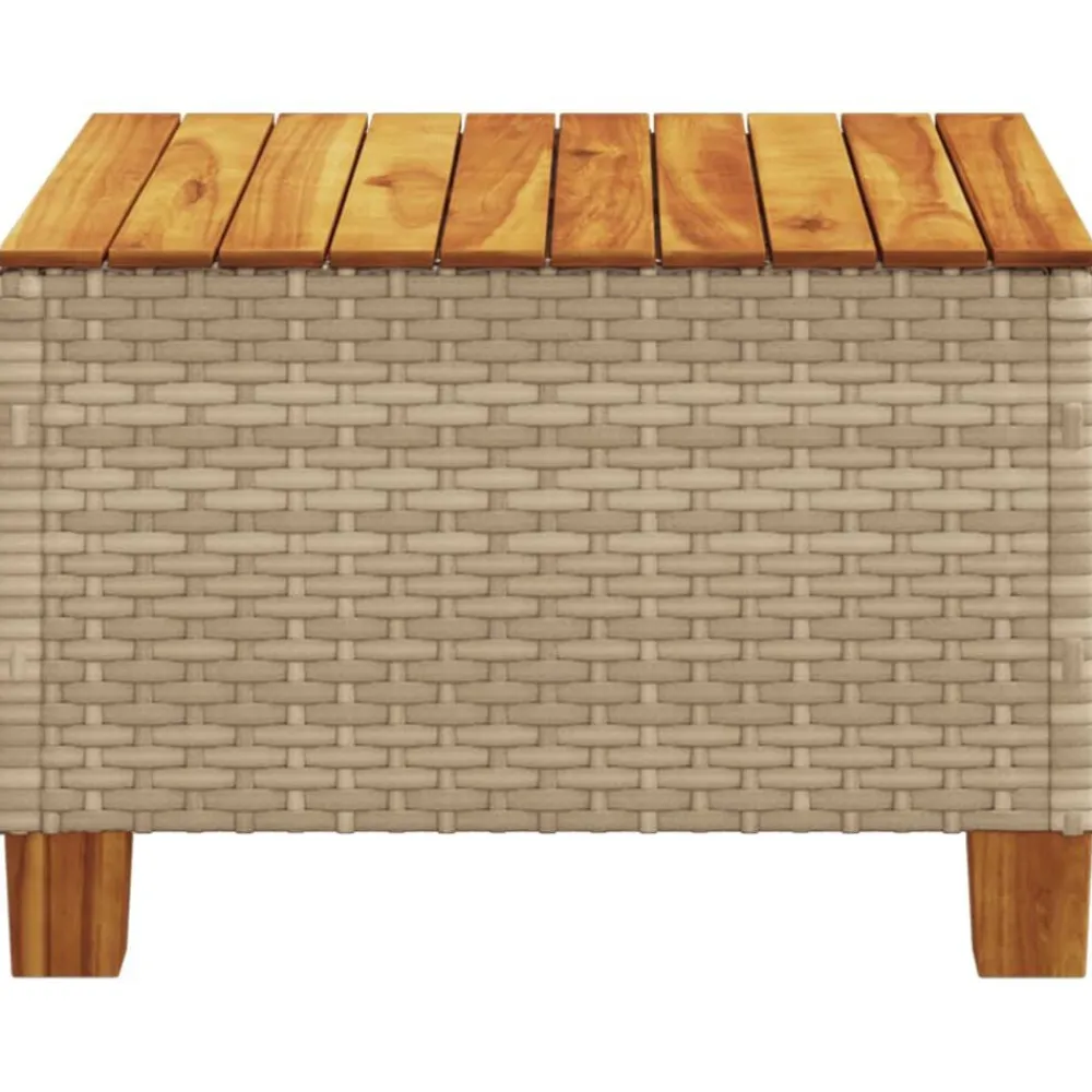 vidaXL Muebles De Jardín-Mesa de jardín ratán sintético madera acacia 55x55x36 cm