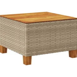 vidaXL Muebles De Jardín-Mesa de jardín ratán sintético madera acacia 55x55x36 cm