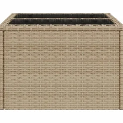 vidaXL Mesa de jardín superficie de vidrio ratán PE 55x55x37 cm Beige Sale