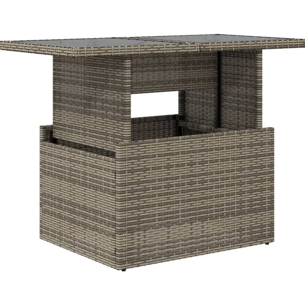 vidaXL Mesa de jardín superficie de vidrio ratán PE 100x55x73 cm Gris Sale