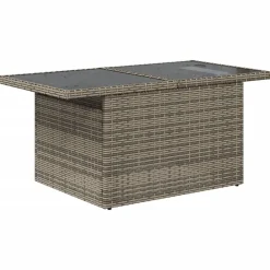 vidaXL Mesa de jardín superficie de vidrio ratán PE 100x55x73 cm Gris Sale