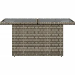 vidaXL Mesa de jardín superficie de vidrio ratán PE 100x55x73 cm Gris Sale