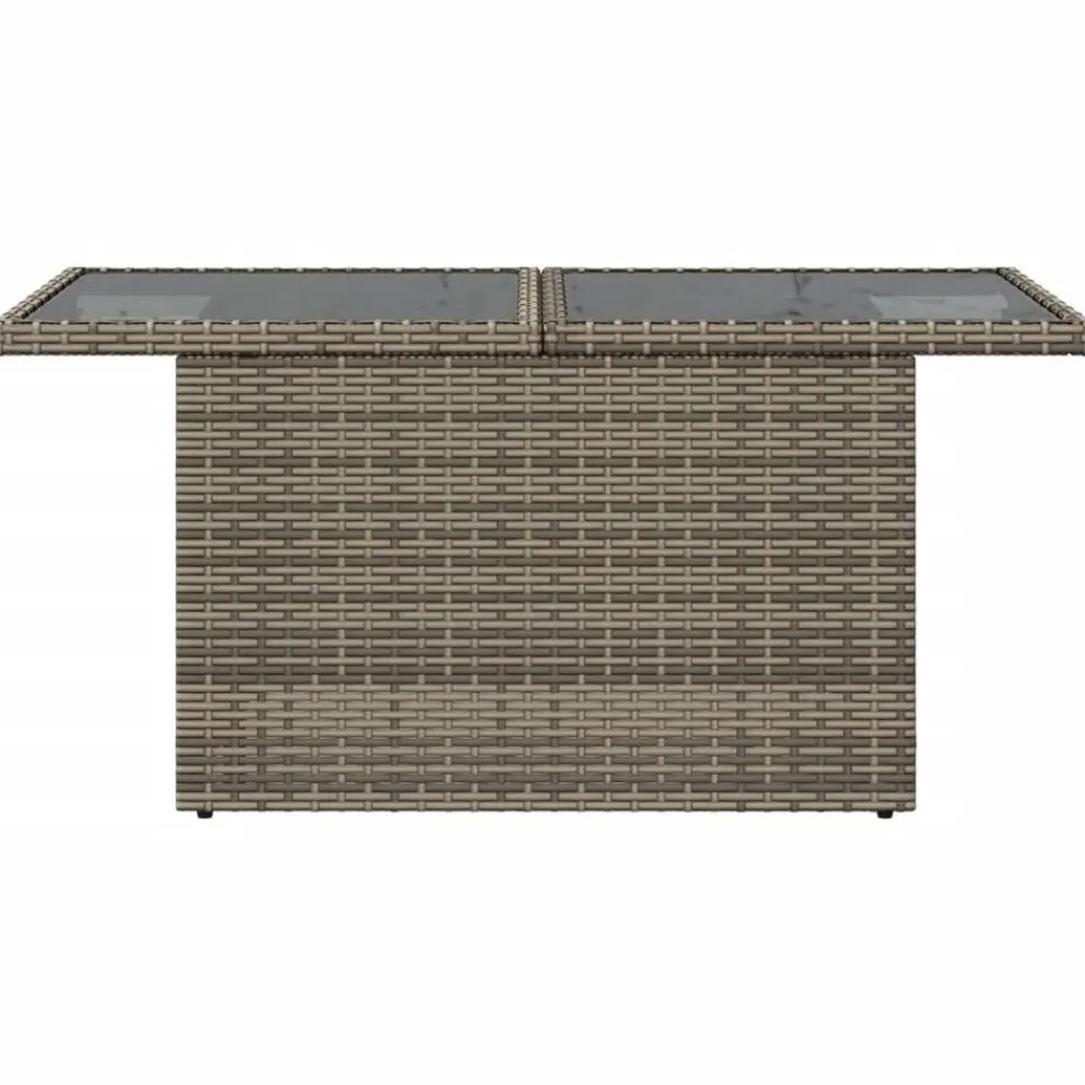 vidaXL Mesa de jardín superficie de vidrio ratán PE 100x55x73 cm Gris Sale