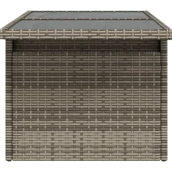 vidaXL Mesa de jardín superficie de vidrio ratán PE 100x55x73 cm Gris Sale