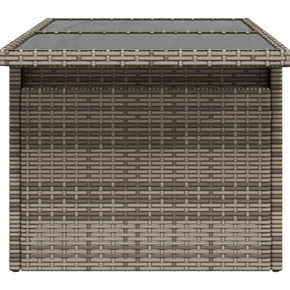 vidaXL Mesa de jardín superficie de vidrio ratán PE 100x55x73 cm Gris Sale