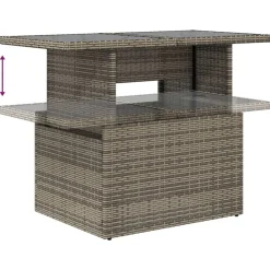 vidaXL Mesa de jardín superficie de vidrio ratán PE 100x55x73 cm Gris Sale