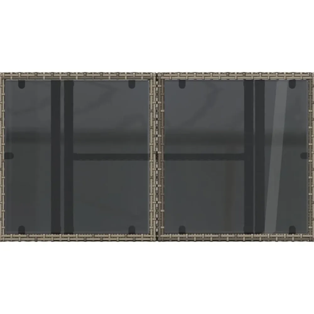 vidaXL Mesa de jardín superficie de vidrio ratán PE 100x55x73 cm Gris Sale