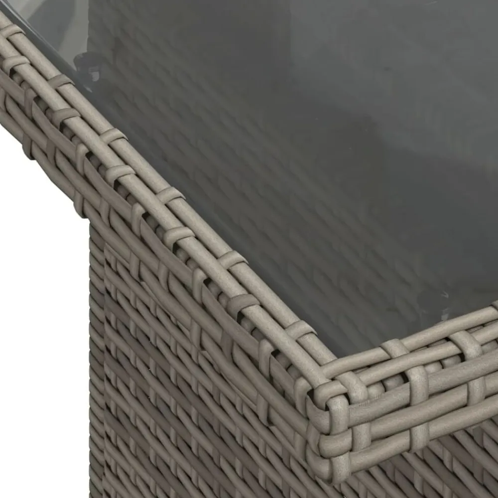 vidaXL Mesa de jardín superficie de vidrio ratán PE 100x55x73 cm Gris Sale