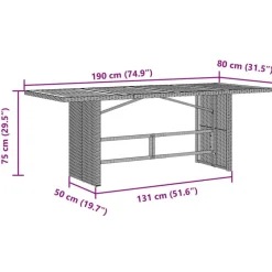 vidaXL Muebles De Jardín-Mesa de jardín superficie madera acacia ratán 190x80x75cm