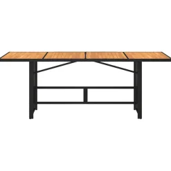vidaXL Muebles De Jardín-Mesa de jardín superficie madera acacia ratán 190x80x75cm