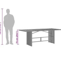 vidaXL Muebles De Jardín-Mesa de jardín superficie madera acacia ratán 190x80x75cm