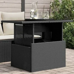 vidaXL Mesa de jardín superficie de vidrio ratán PE 100x55x73 cm Negro Online