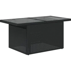 vidaXL Mesa de jardín superficie de vidrio ratán PE 100x55x73 cm Negro Online