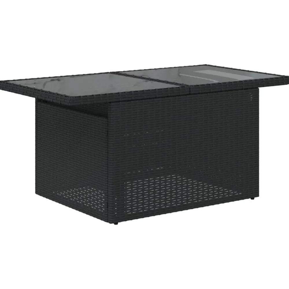 vidaXL Mesa de jardín superficie de vidrio ratán PE 100x55x73 cm Negro Online