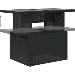vidaXL Mesa de jardín superficie de vidrio ratán PE 100x55x73 cm Negro Online