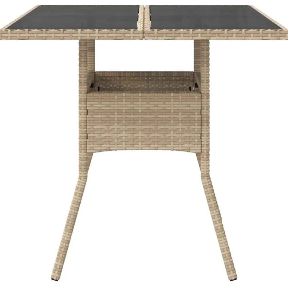 vidaXL Muebles De Jardín-Mesa de jardín superficie de vidrio ratán PE 80x80x75 cm