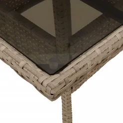 vidaXL Muebles De Jardín-Mesa de jardín superficie de vidrio ratán PE 80x80x75 cm