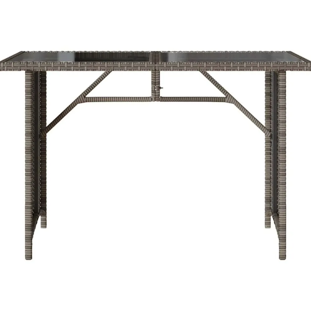 vidaXL Mesa de jardín superficie de vidrio ratán PE 110x68x70 cm Gris Hot