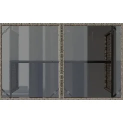 vidaXL Mesa de jardín superficie de vidrio ratán PE 110x68x70 cm Gris Hot