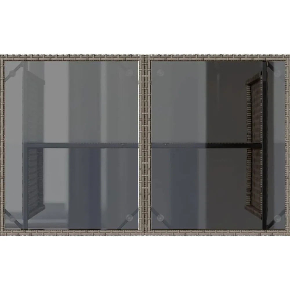 vidaXL Mesa de jardín superficie de vidrio ratán PE 110x68x70 cm Gris Hot