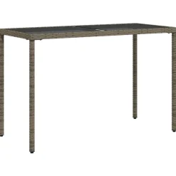 vidaXL Mesa de jardín superficie de vidrio ratán PE 115x54x74 cm Gris Online