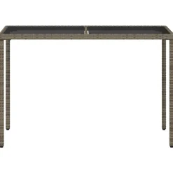 vidaXL Mesa de jardín superficie de vidrio ratán PE 115x54x74 cm Gris Online