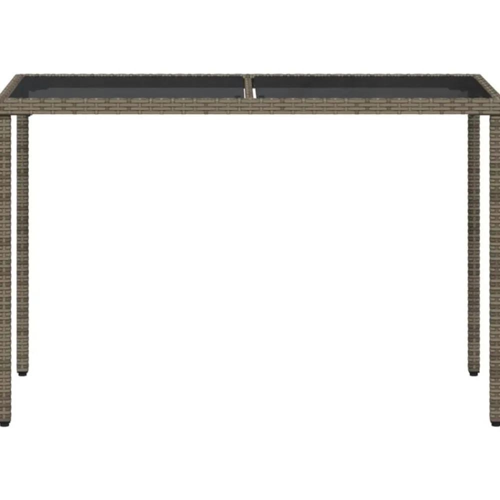 vidaXL Mesa de jardín superficie de vidrio ratán PE 115x54x74 cm Gris Online