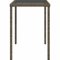 vidaXL Mesa de jardín superficie de vidrio ratán PE 115x54x74 cm Gris Online