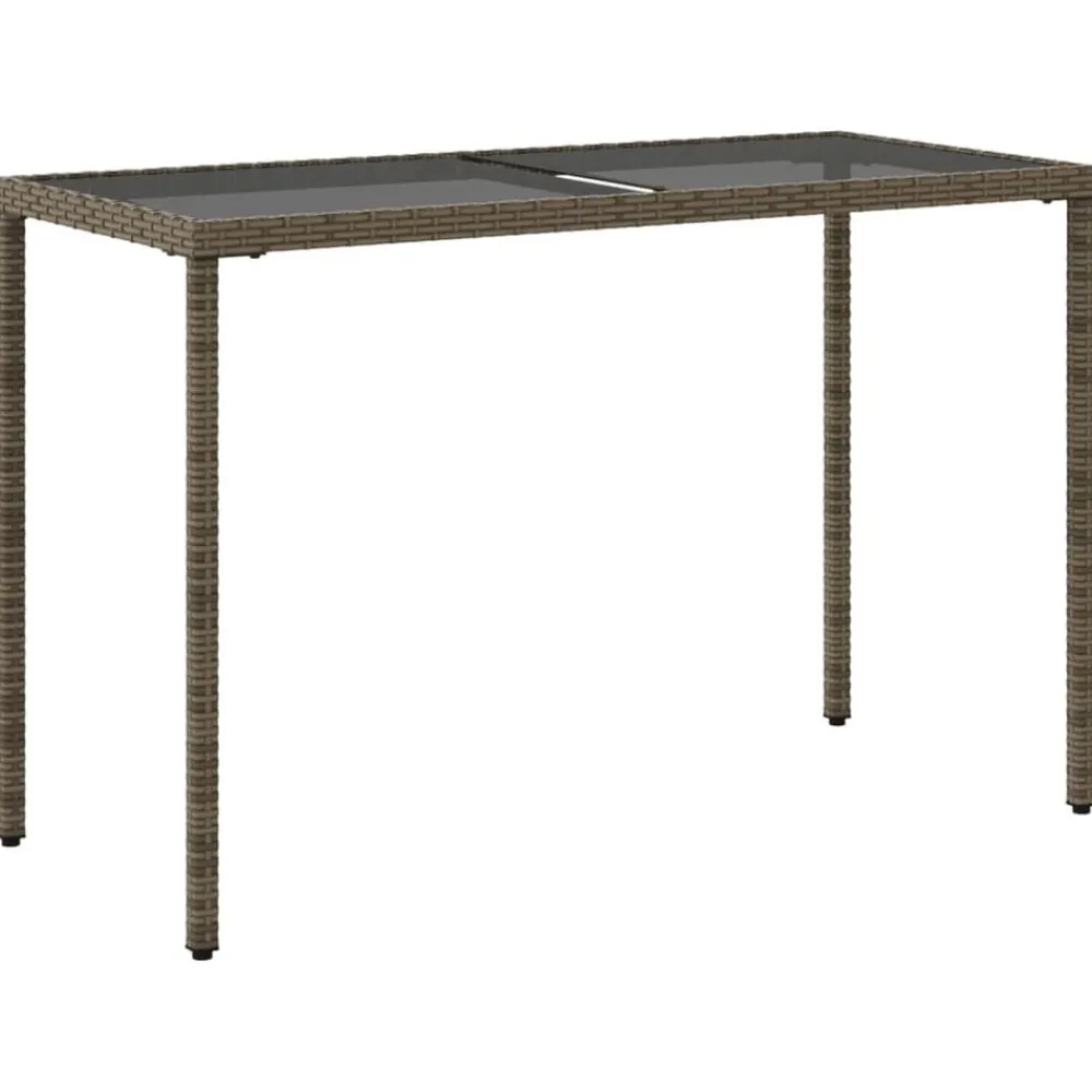 vidaXL Mesa de jardín superficie de vidrio ratán PE 115x54x74 cm Gris Online