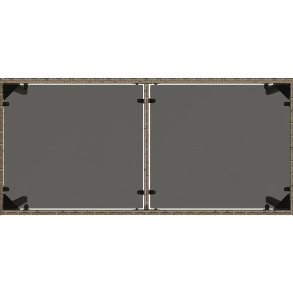 vidaXL Mesa de jardín superficie de vidrio ratán PE 115x54x74 cm Gris Online