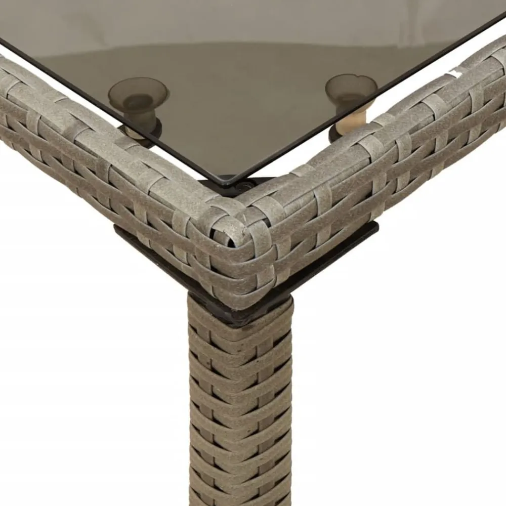 vidaXL Mesa de jardín superficie de vidrio ratán PE 115x54x74 cm Gris Online