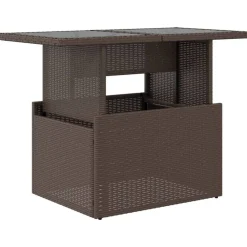 vidaXL Mesa de jardín superficie vidrio ratán PE marrón 100x55x73 cm Marr&oacute;n Discount