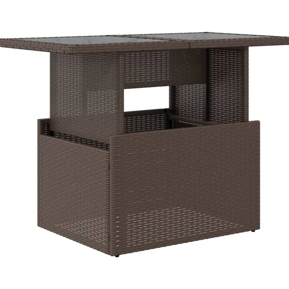 vidaXL Mesa de jardín superficie vidrio ratán PE marrón 100x55x73 cm Marrón Discount