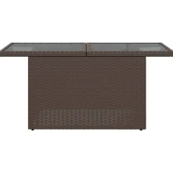 vidaXL Mesa de jardín superficie vidrio ratán PE marrón 100x55x73 cm Marrón Discount