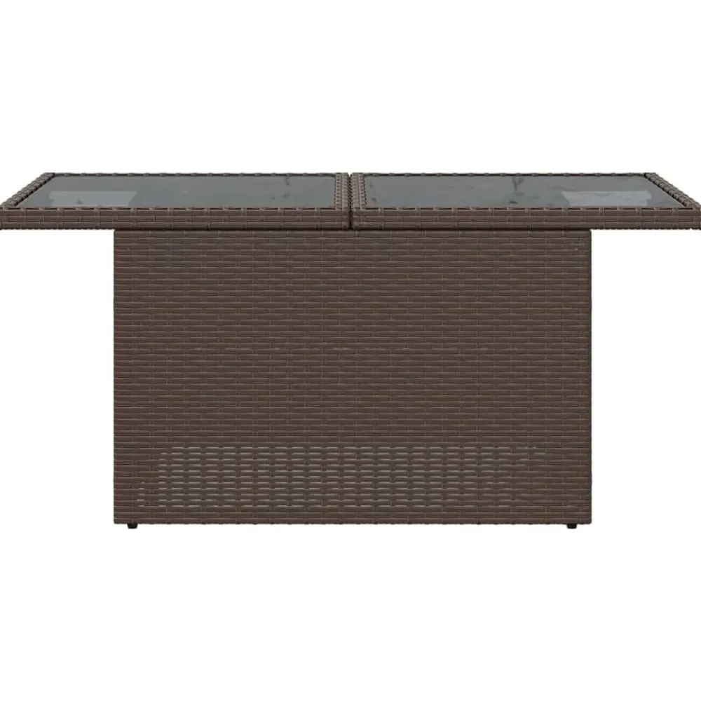 vidaXL Mesa de jardín superficie vidrio ratán PE marrón 100x55x73 cm Marrón Discount