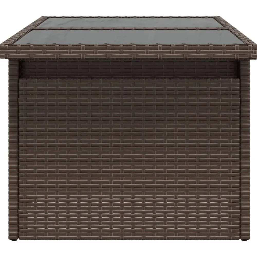 vidaXL Mesa de jardín superficie vidrio ratán PE marrón 100x55x73 cm Marrón Discount