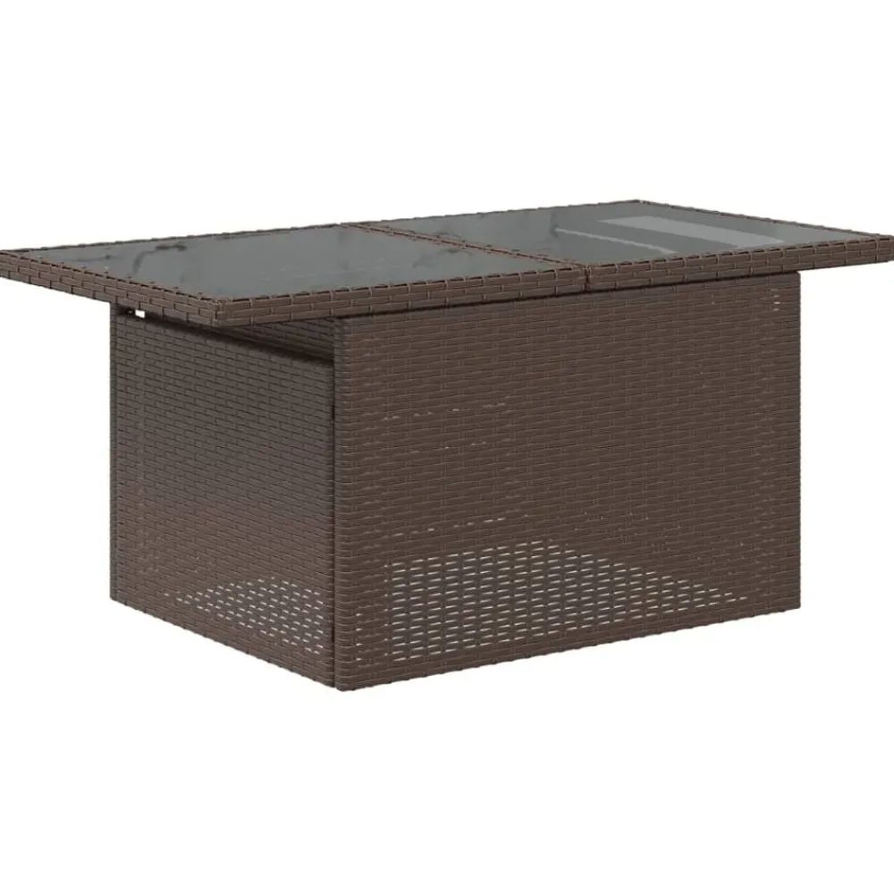 vidaXL Mesa de jardín superficie vidrio ratán PE marrón 100x55x73 cm Marrón Discount