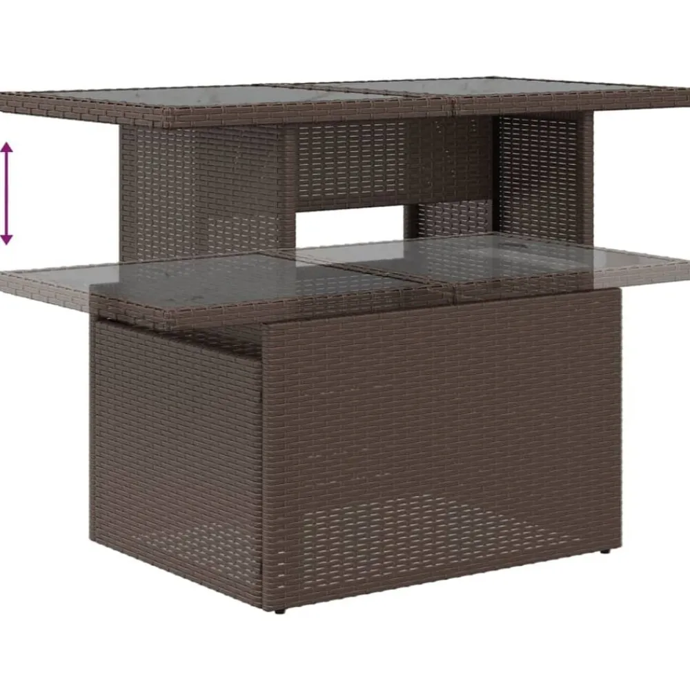 vidaXL Mesa de jardín superficie vidrio ratán PE marrón 100x55x73 cm Marrón Discount