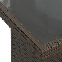 vidaXL Mesa de jardín superficie vidrio ratán PE marrón 100x55x73 cm Marrón Discount