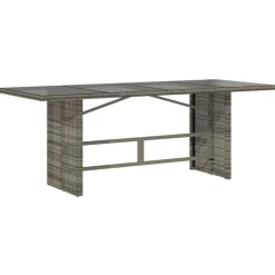 vidaXL Mesa de jardín superficie de vidrio ratán PE 190x80x75 cm Gris
