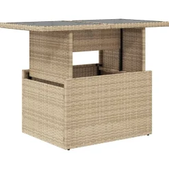 vidaXL Muebles De Jardín-Mesa de jardín superficie de vidrio ratán PE 100x55x73 cm